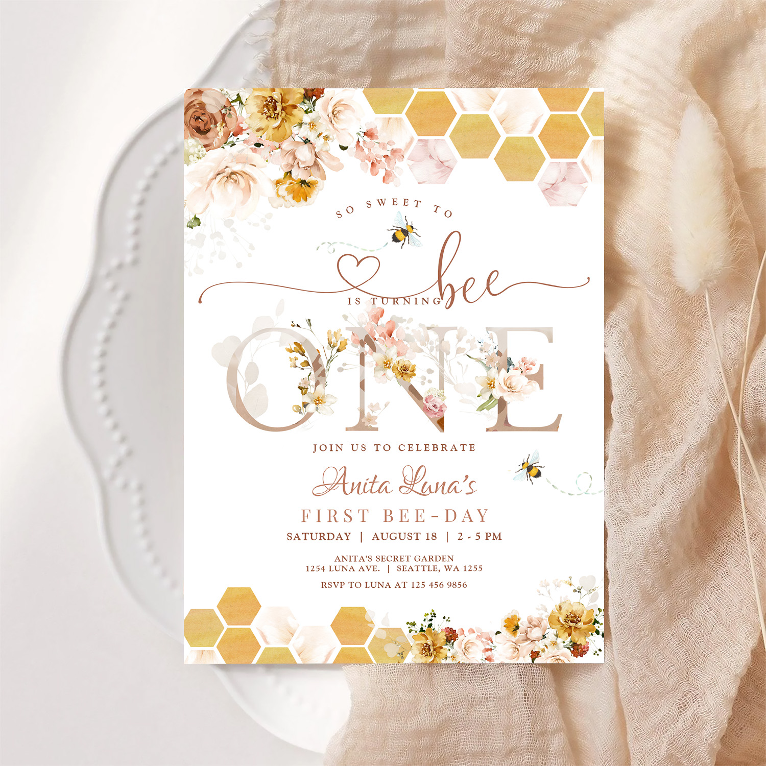 Blush So Sweet To Be One First Birthday Invitation - Image 6