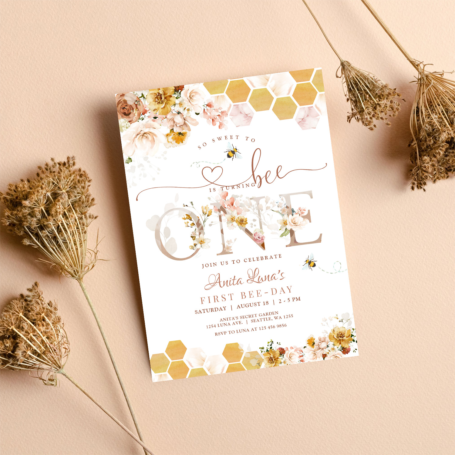 Blush So Sweet To Be One First Birthday Invitation - Image 8