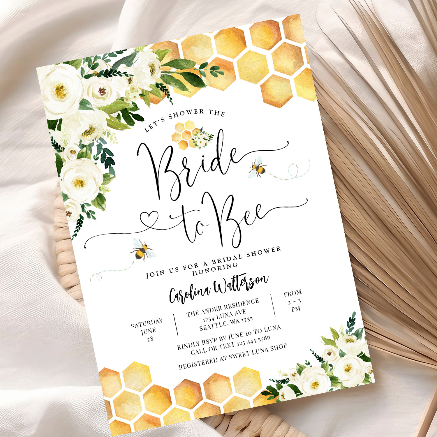 Bride To Bee Honey Bee Rustic Bee Bridal Shower Invitation - Image 10