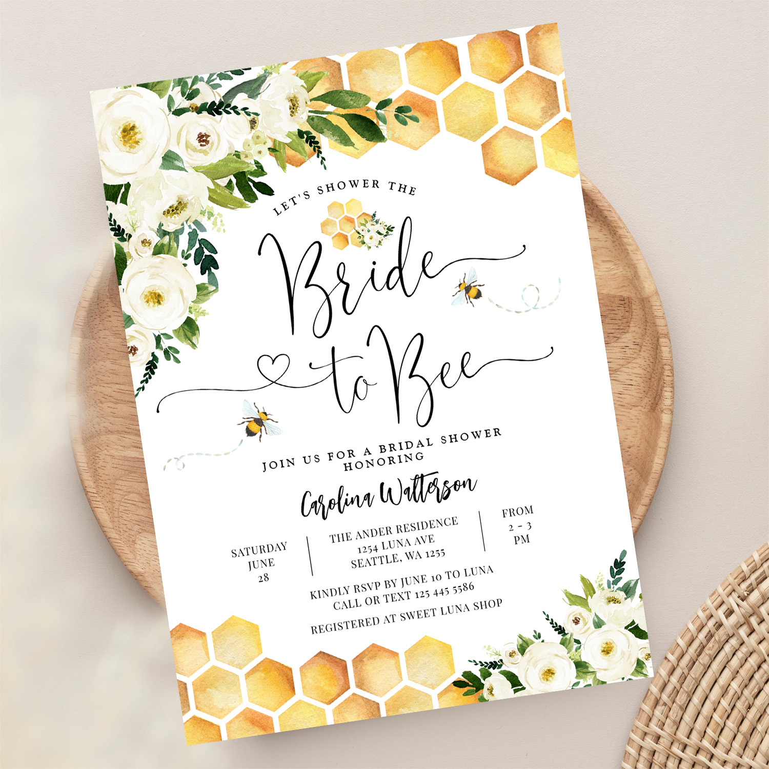 Bride To Bee Honey Bee Rustic Bee Bridal Shower Invitation - Image 13