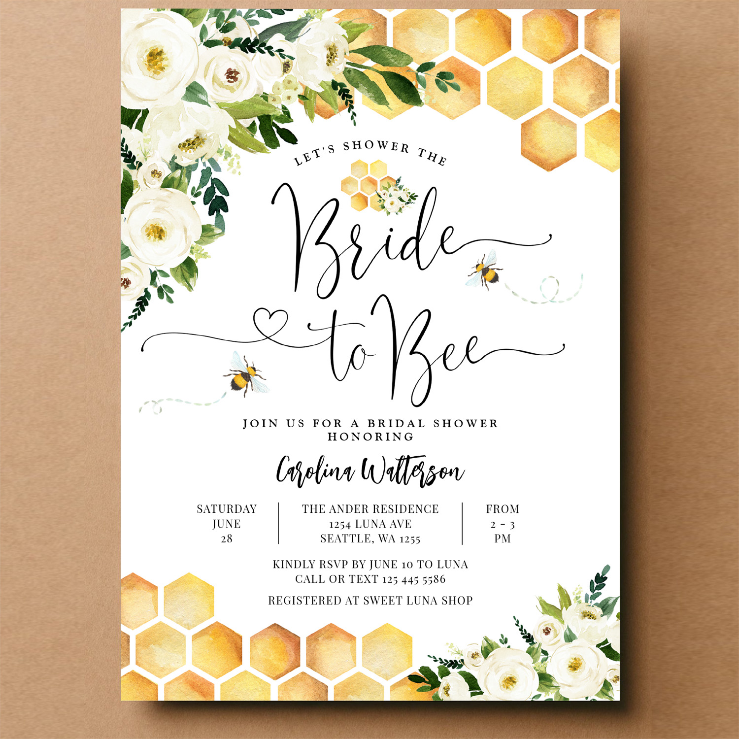 Bride To Bee Honey Bee Rustic Bee Bridal Shower Invitation - Image 14