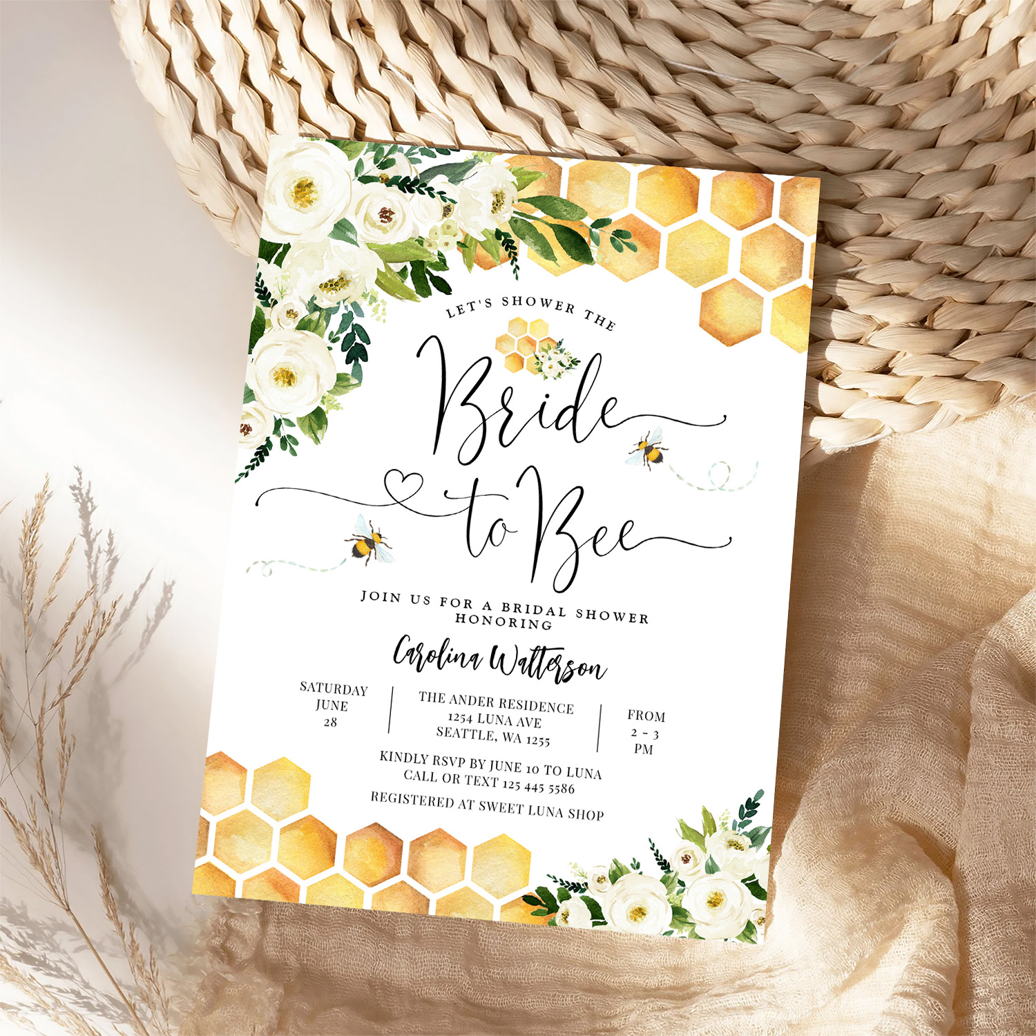 Bride To Bee Honey Bee Rustic Bee Bridal Shower Invitation - Image 4