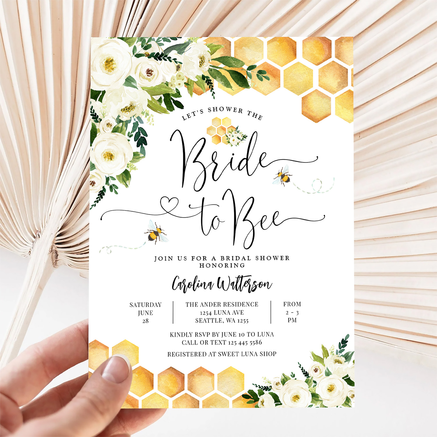 Bride To Bee Honey Bee Rustic Bee Bridal Shower Invitation - Image 5