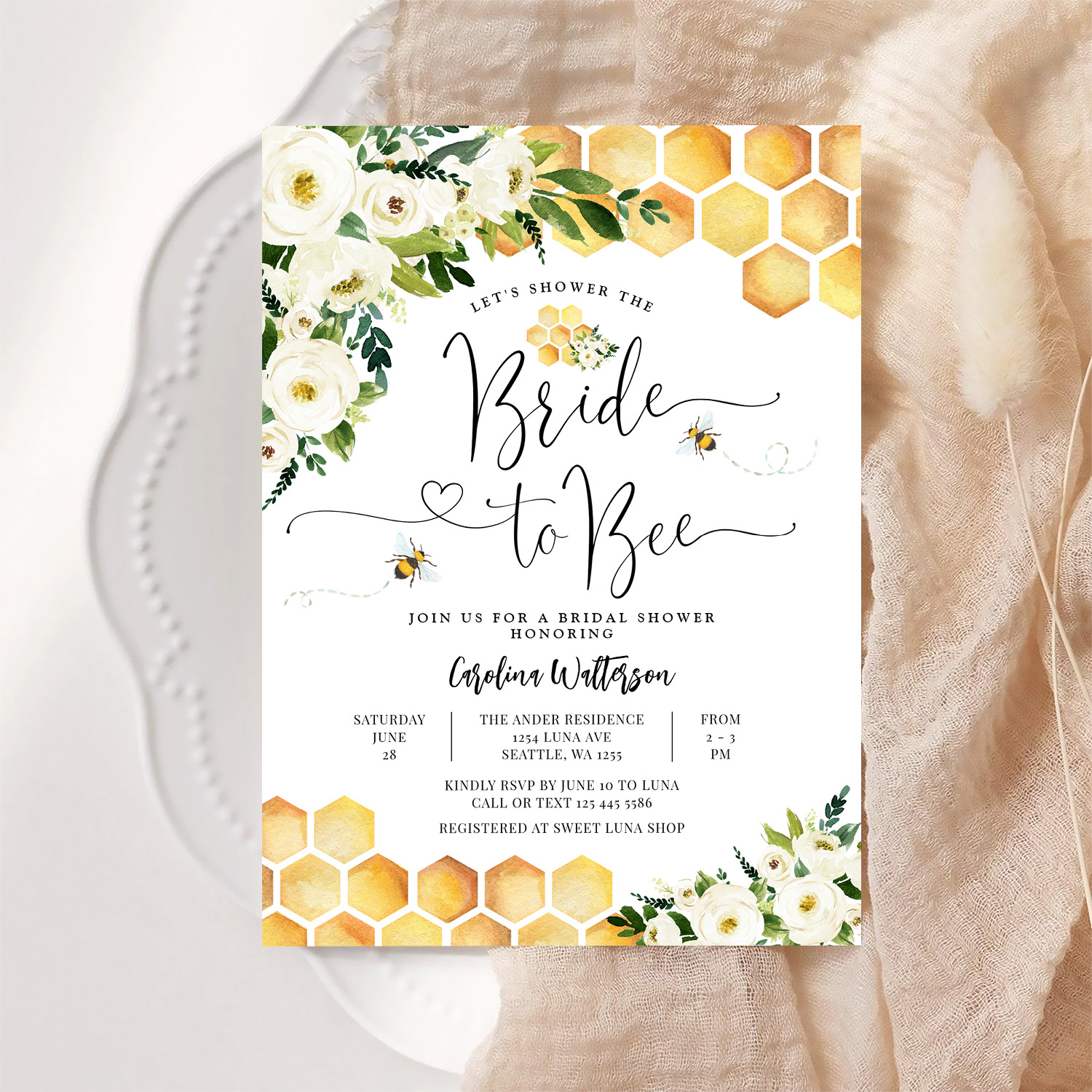 Bride To Bee Honey Bee Rustic Bee Bridal Shower Invitation - Image 6
