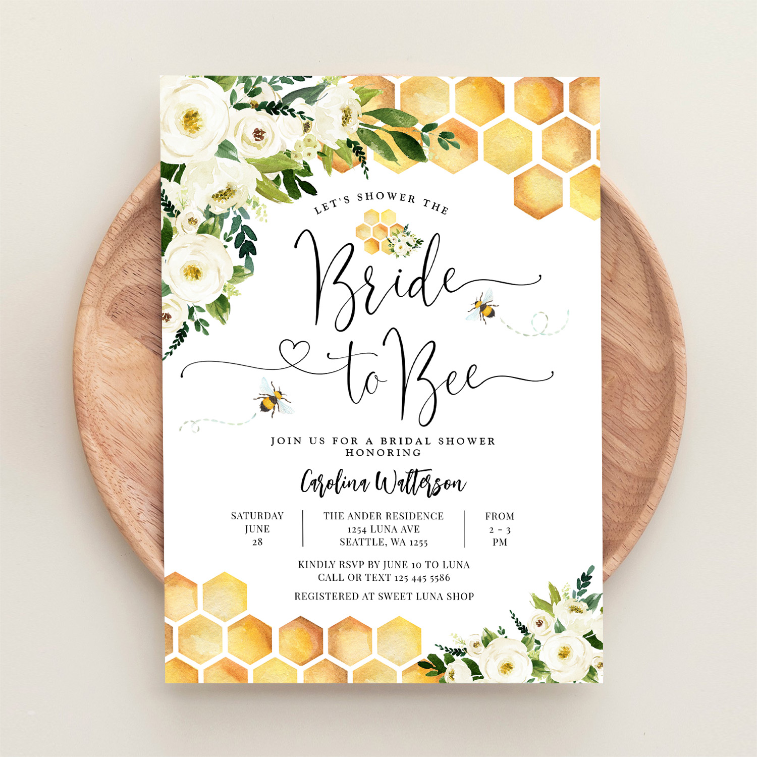 Bride To Bee Honey Bee Rustic Bee Bridal Shower Invitation - Image 7
