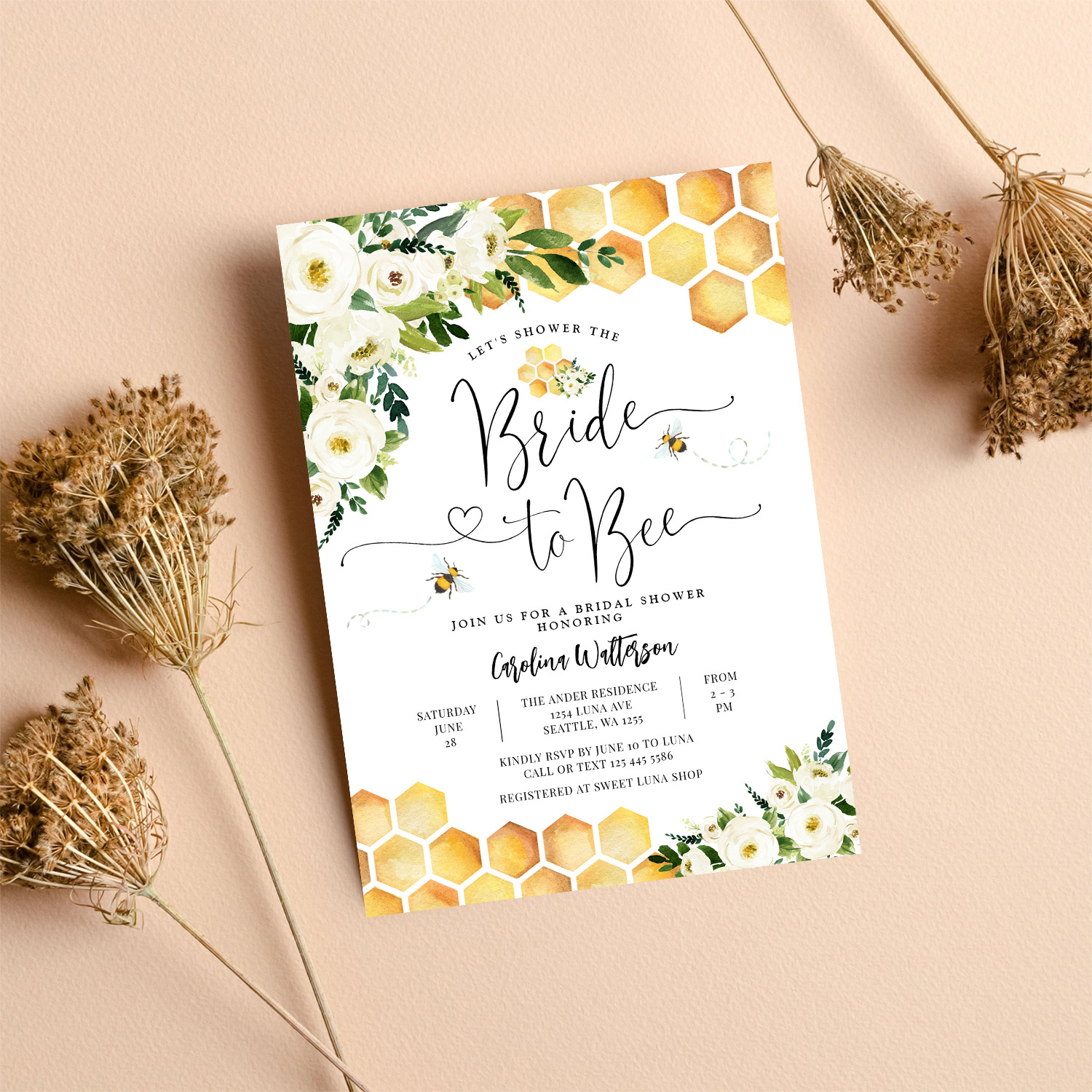 Bride To Bee Honey Bee Rustic Bee Bridal Shower Invitation - Image 8