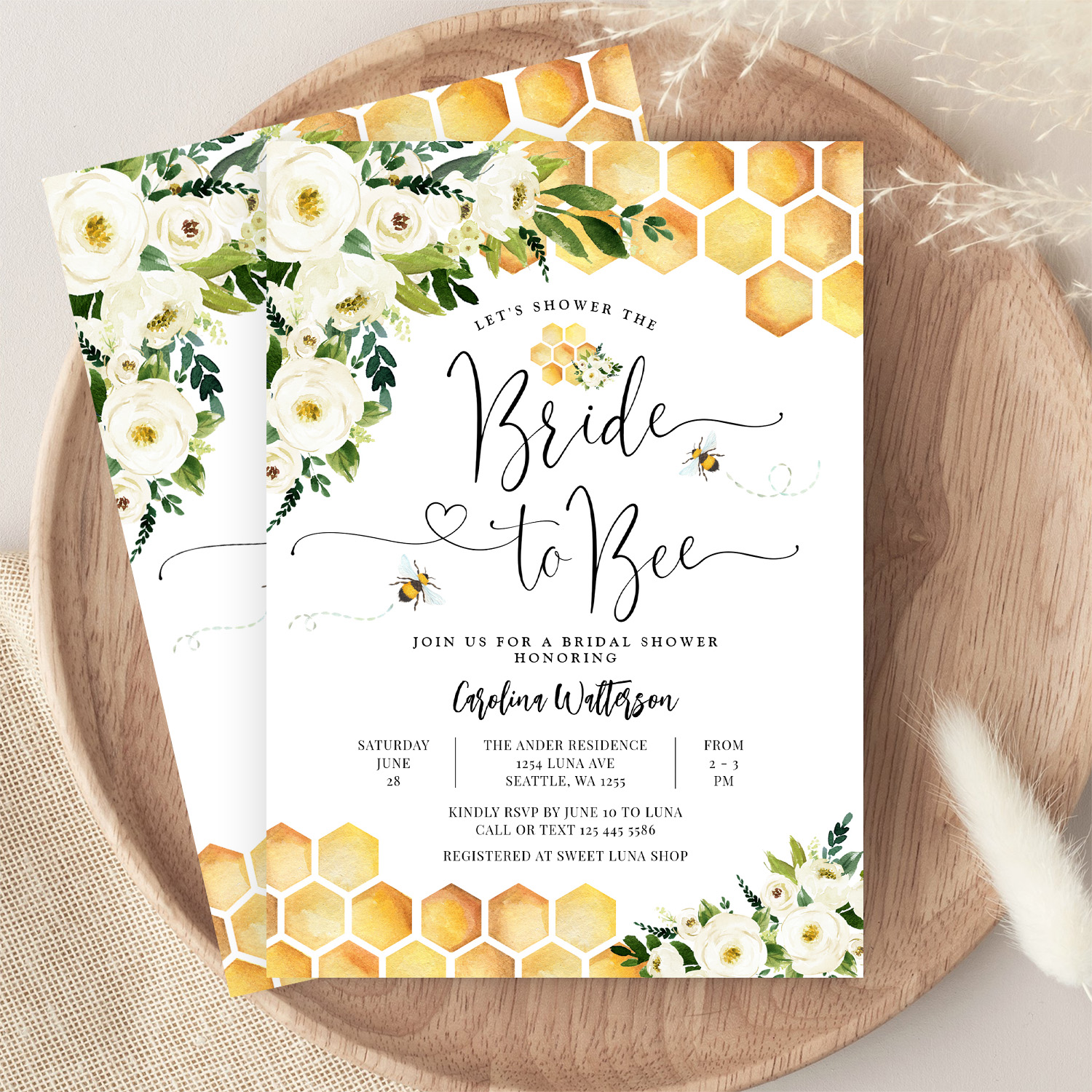 Bride To Bee Honey Bee Rustic Bee Bridal Shower Invitation - Image 9
