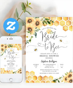 Bride To Bee Rustic Bridal Wedding Couple Shower Invitation