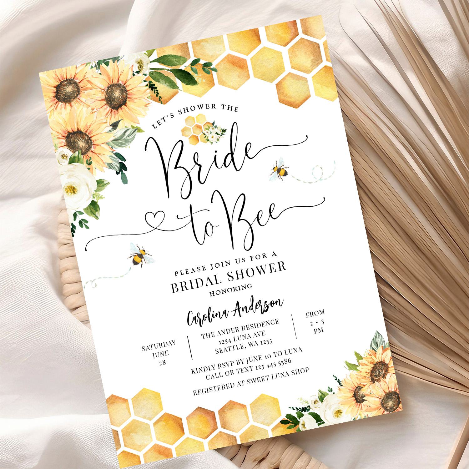 Bride To Bee Rustic Bridal Wedding Couple Shower Invitation - Image 10