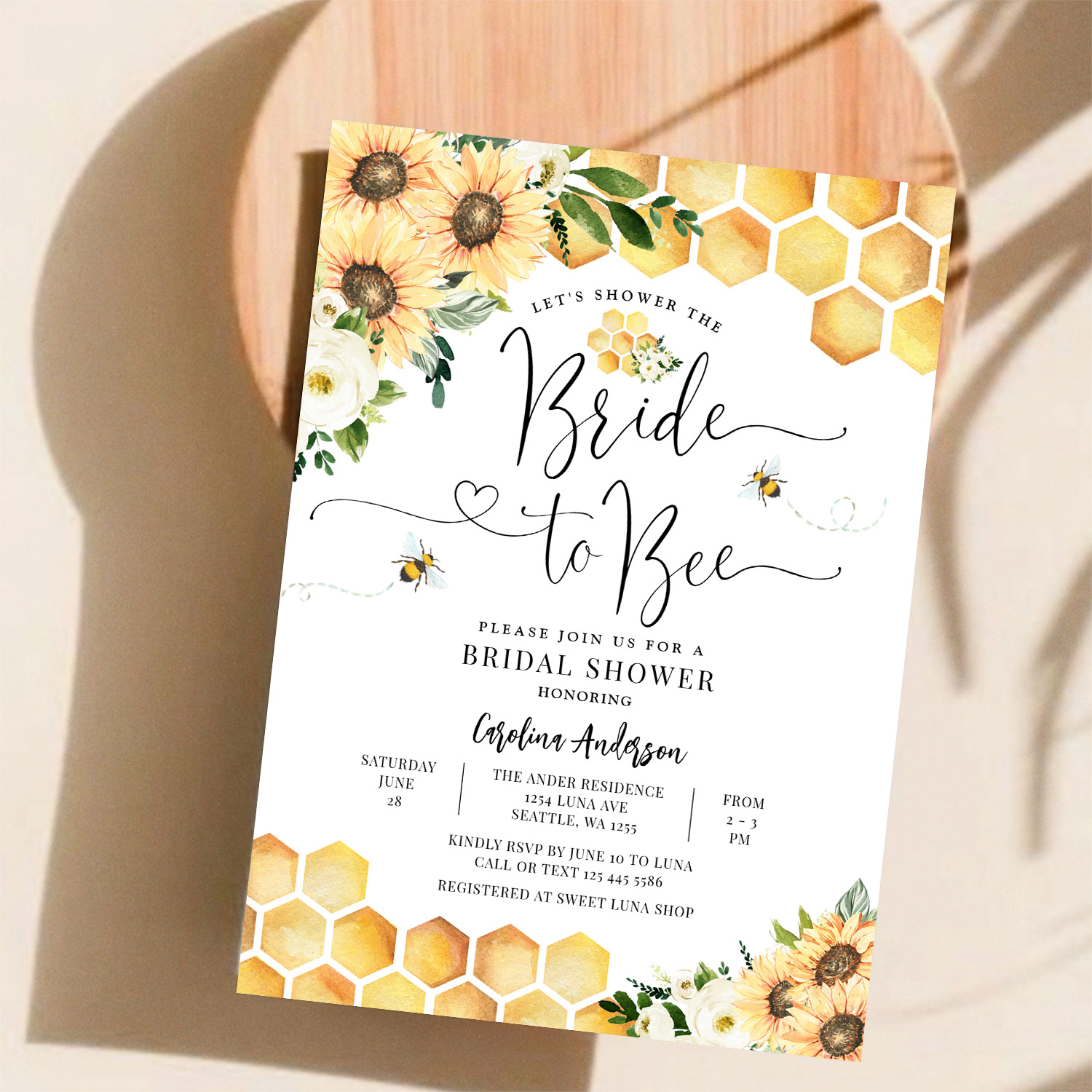 Bride To Bee Rustic Bridal Wedding Couple Shower Invitation - Image 11