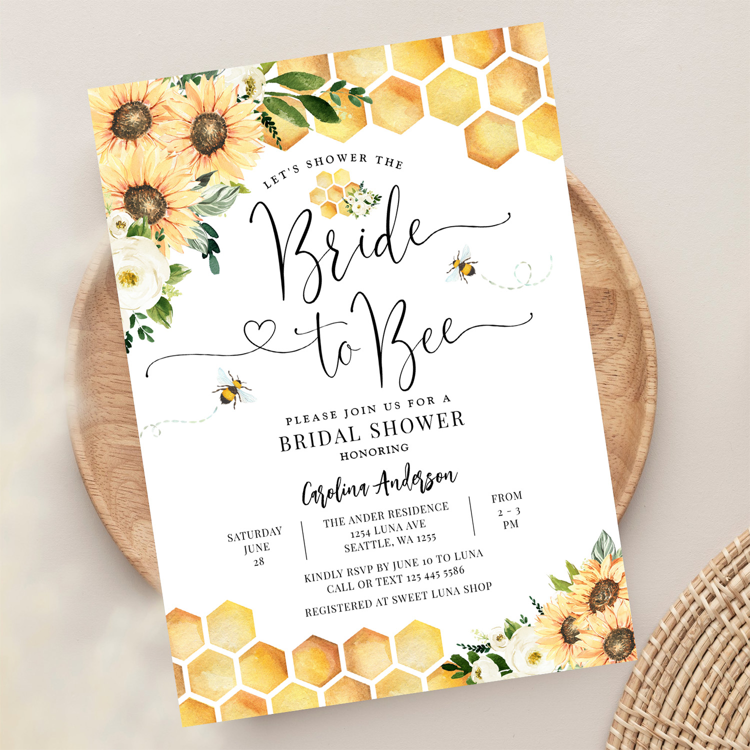 Bride To Bee Rustic Bridal Wedding Couple Shower Invitation - Image 13