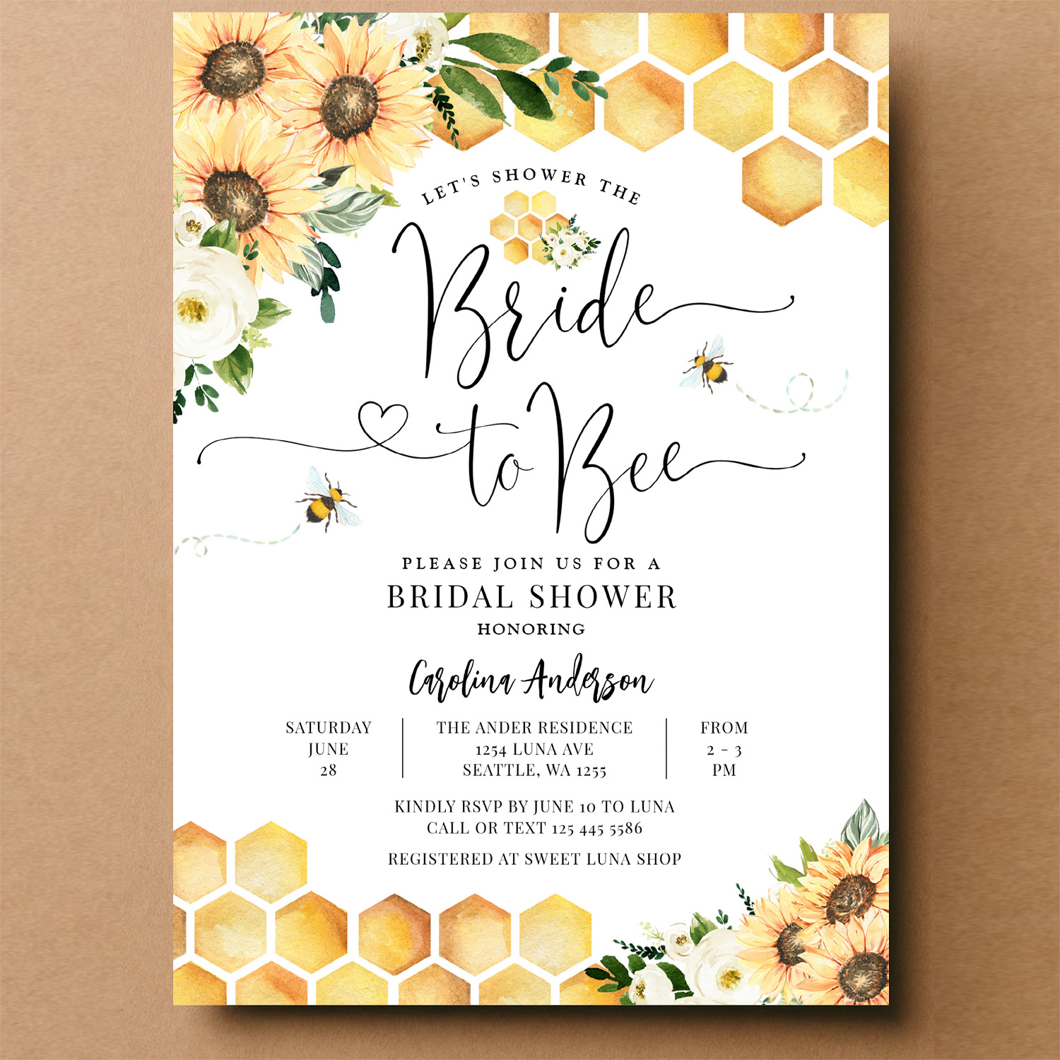 Bride To Bee Rustic Bridal Wedding Couple Shower Invitation - Image 14