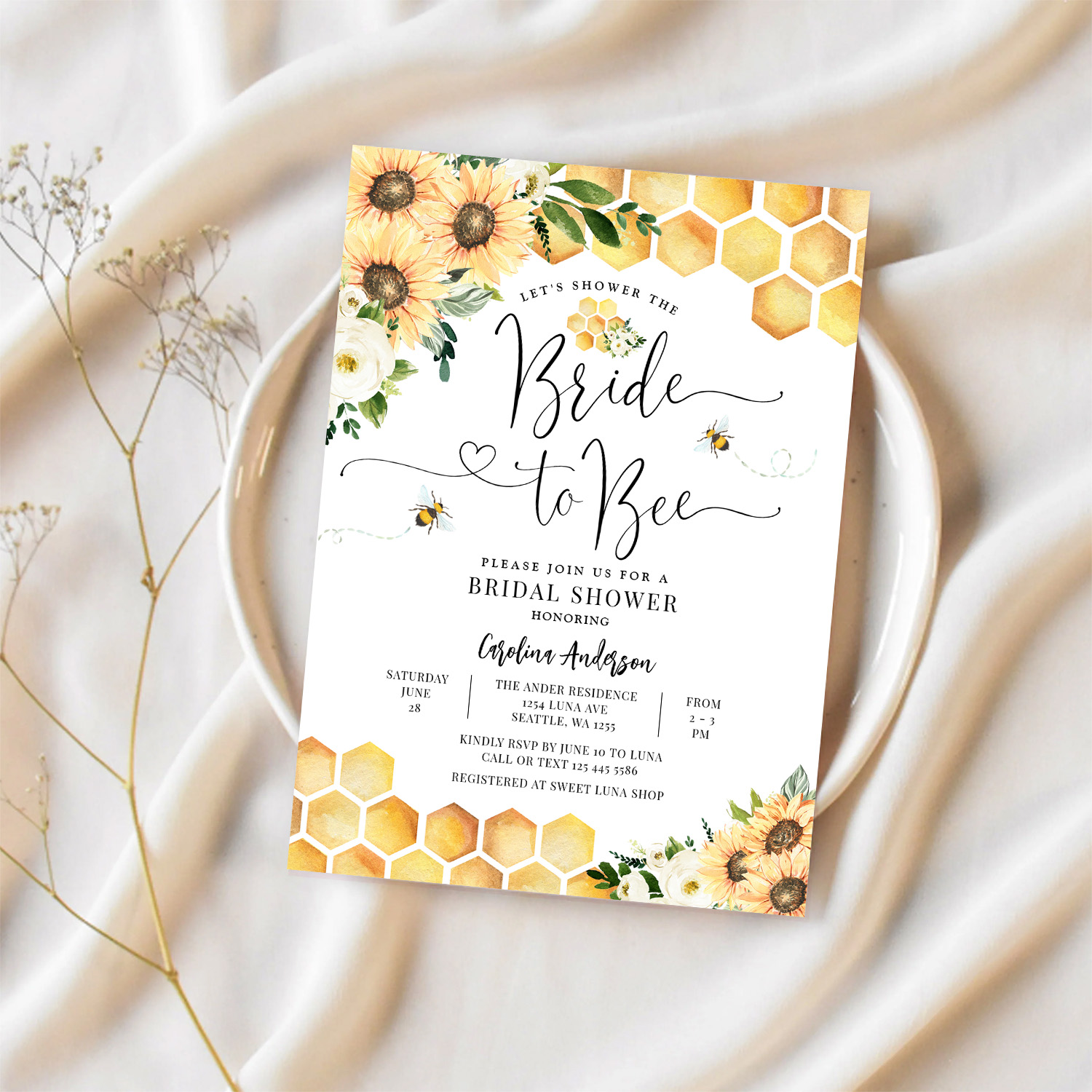 Bride To Bee Rustic Bridal Wedding Couple Shower Invitation - Image 2