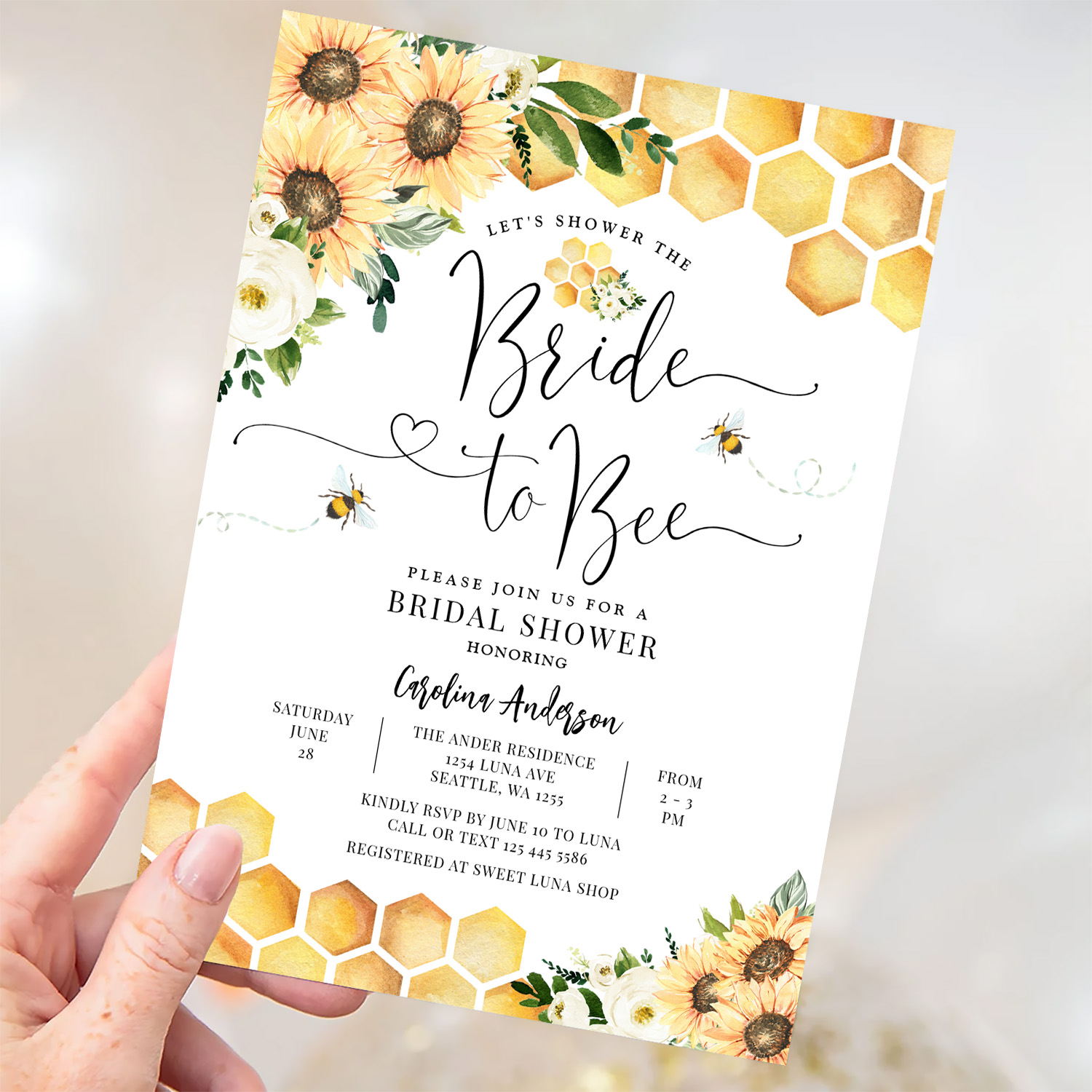 Bride To Bee Rustic Bridal Wedding Couple Shower Invitation - Image 3