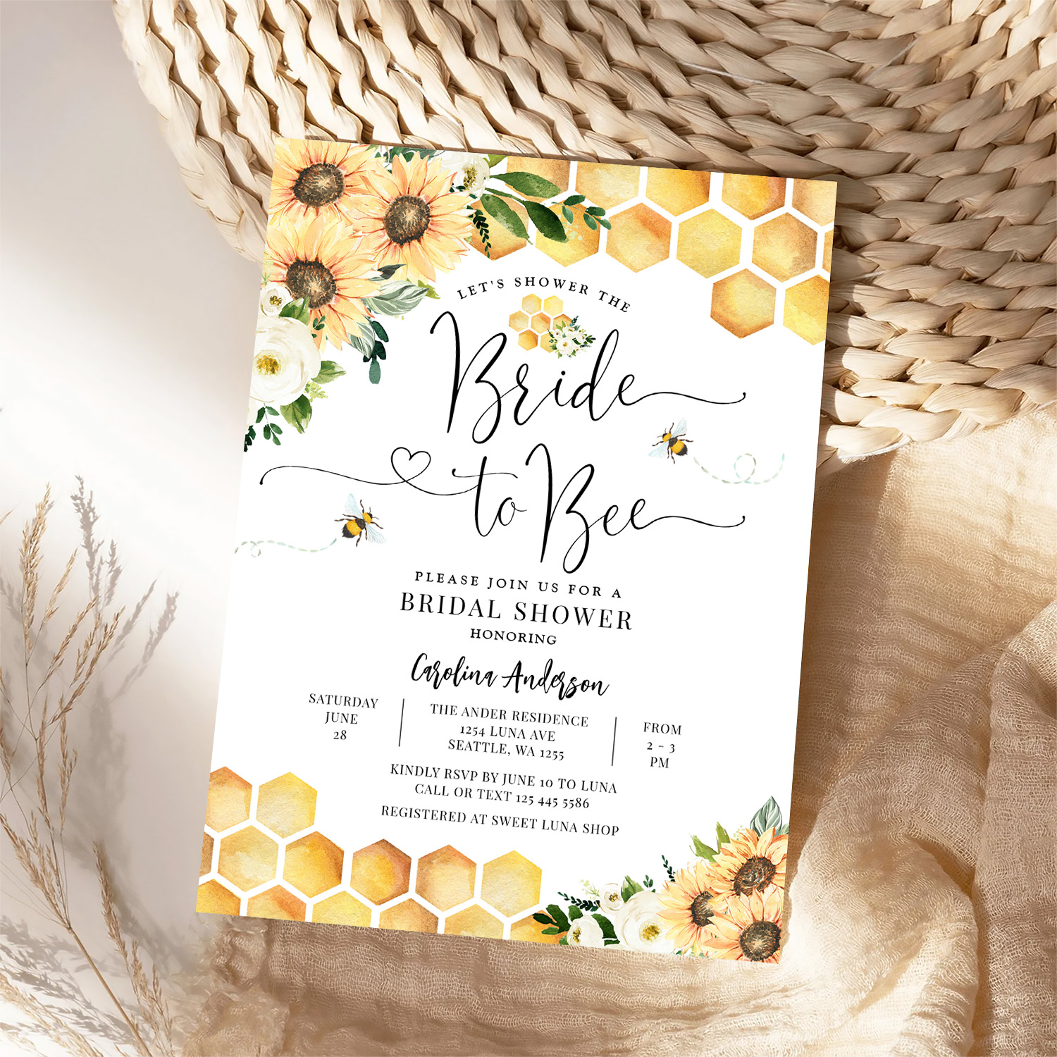 Bride To Bee Rustic Bridal Wedding Couple Shower Invitation - Image 4