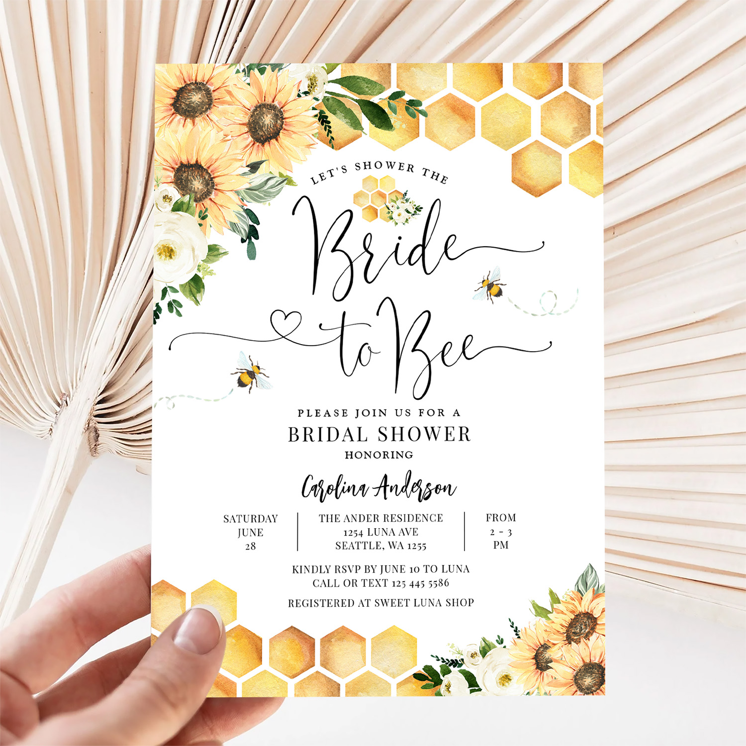 Bride To Bee Rustic Bridal Wedding Couple Shower Invitation - Image 5