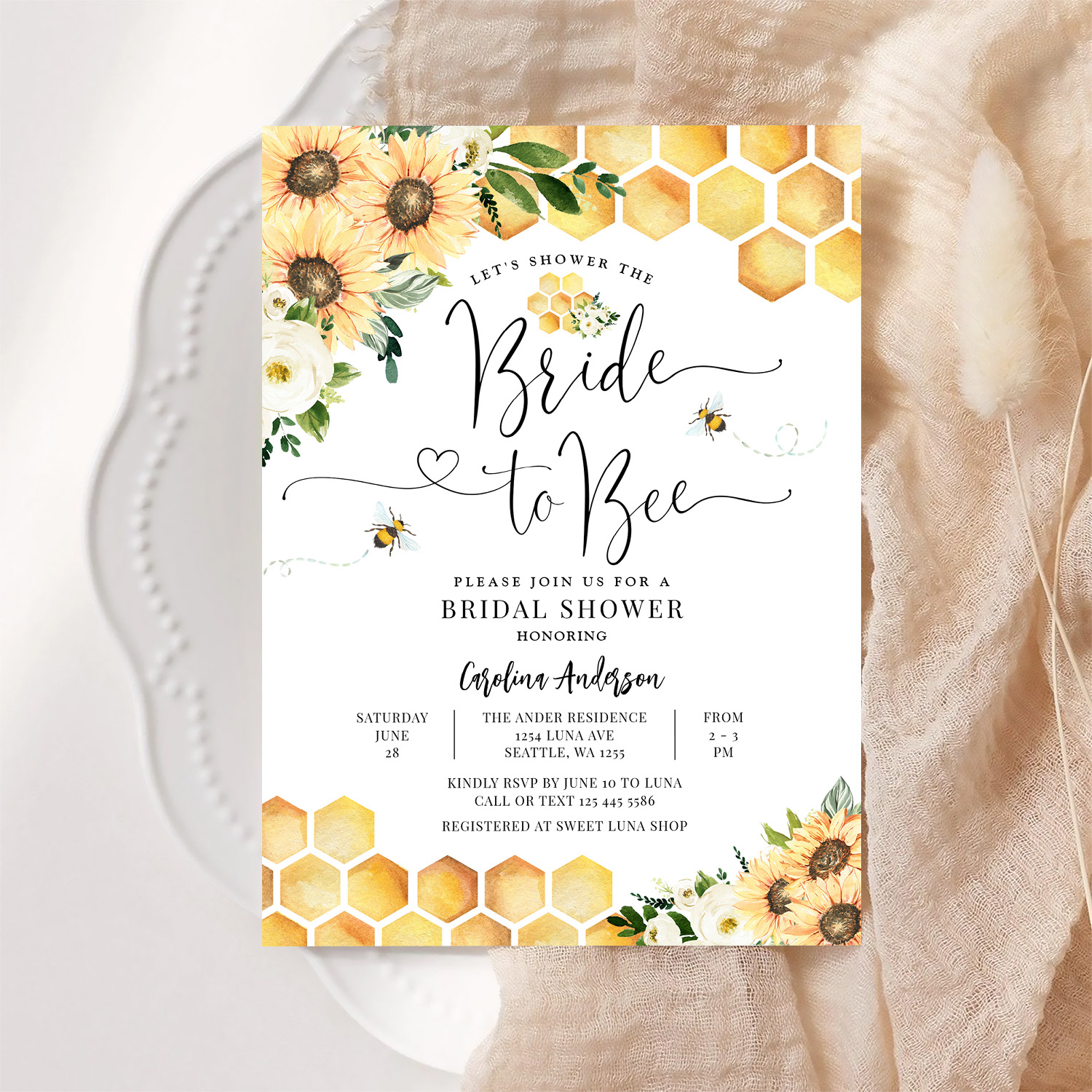 Bride To Bee Rustic Bridal Wedding Couple Shower Invitation - Image 6