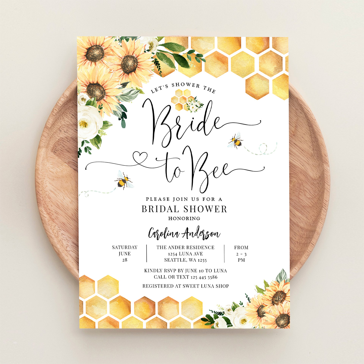 Bride To Bee Rustic Bridal Wedding Couple Shower Invitation - Image 7