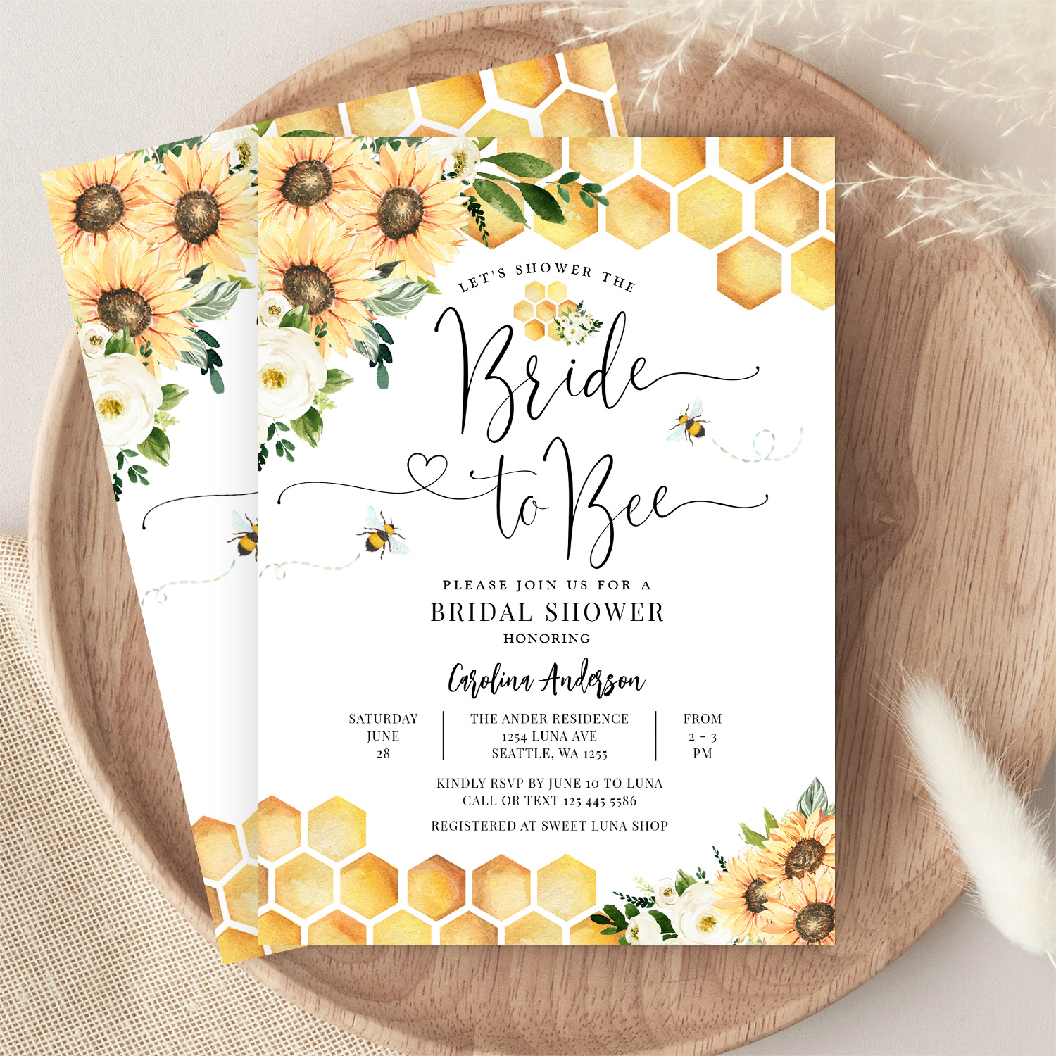 Bride To Bee Rustic Bridal Wedding Couple Shower Invitation - Image 9