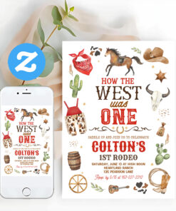 Cowboy How The West Was One 1st Rodeo Birthday Invitation
