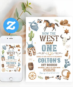 Cowboy How The West Was One 1st Rodeo Birthday Invitation