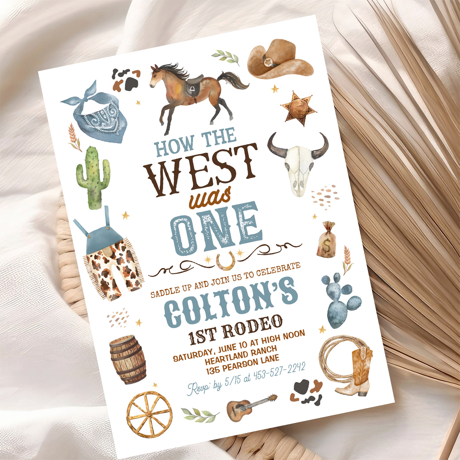 Cowboy How The West Was One 1st Rodeo Birthday Invitation - Image 10