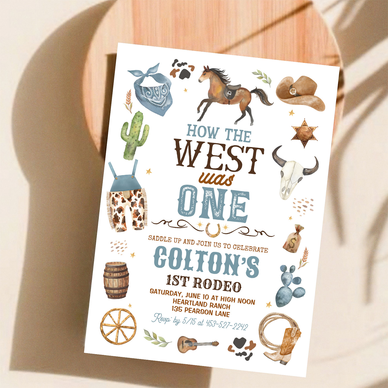 Cowboy How The West Was One 1st Rodeo Birthday Invitation - Image 11