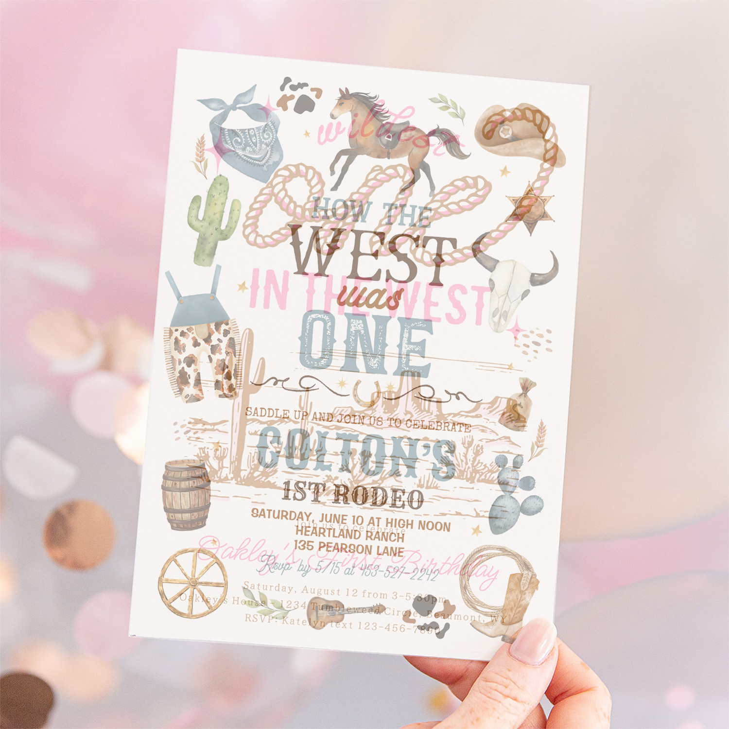 Cowboy How The West Was One 1st Rodeo Birthday Invitation - Image 12