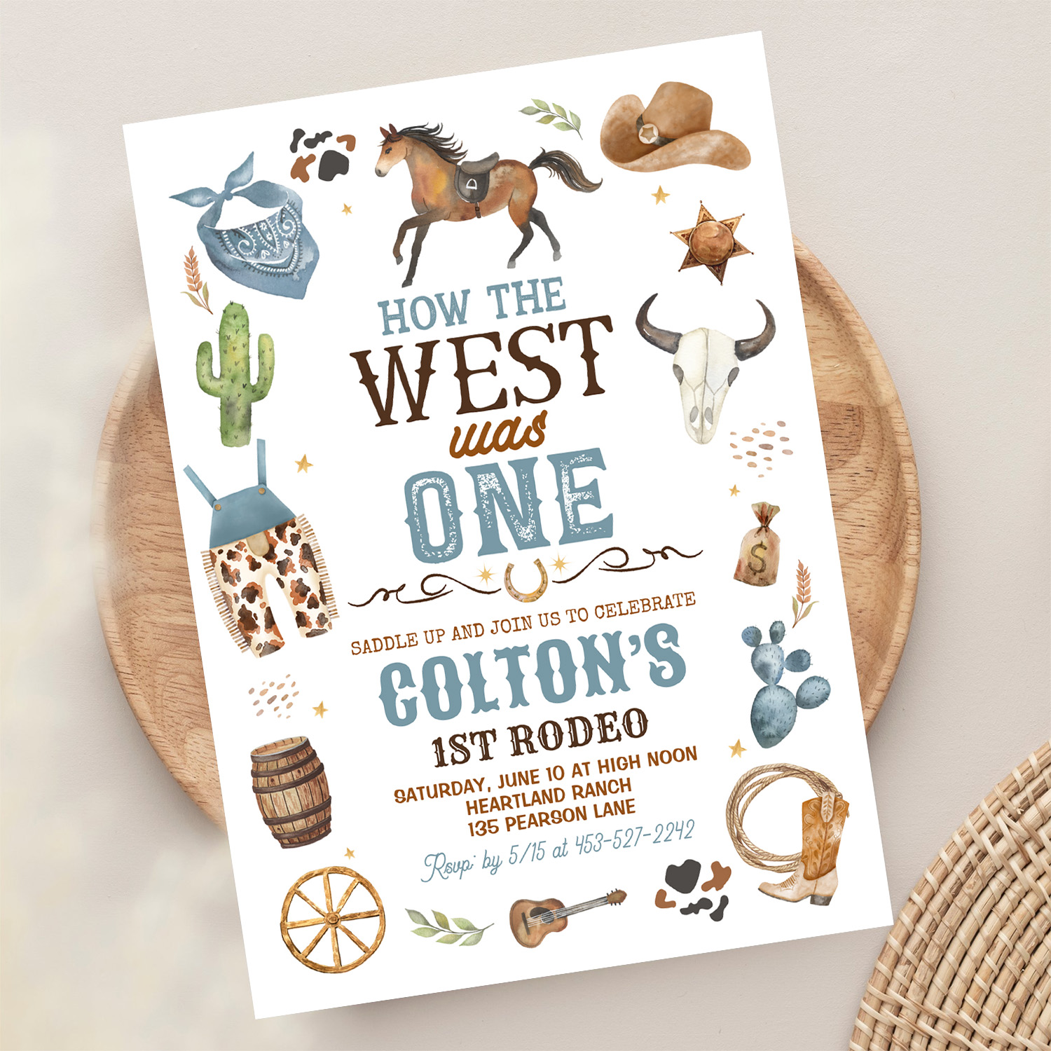 Cowboy How The West Was One 1st Rodeo Birthday Invitation - Image 13