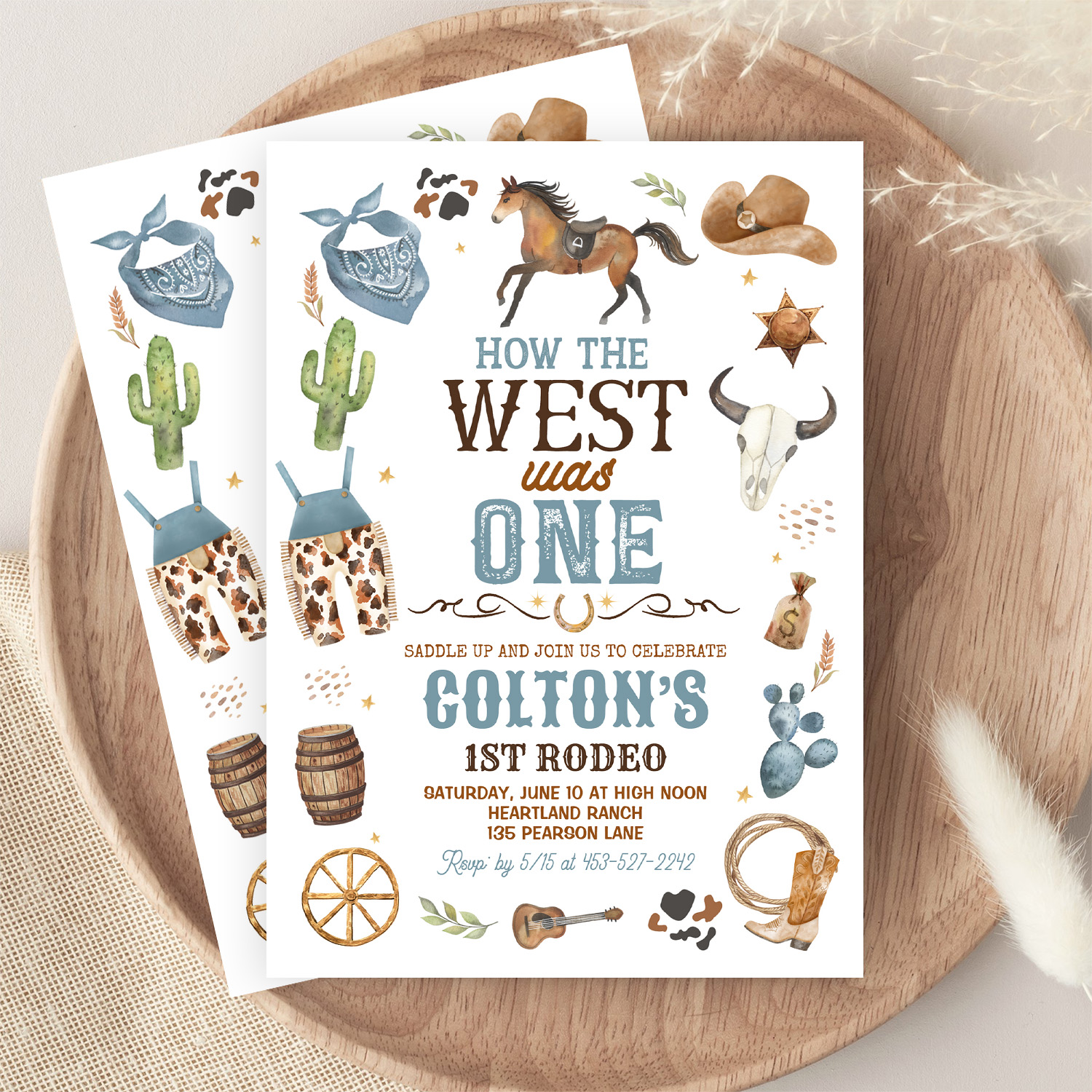 Cowboy How The West Was One 1st Rodeo Birthday Invitation - Image 9