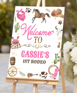 Cowgirl 1st Rodeo Pink Welcome Sign