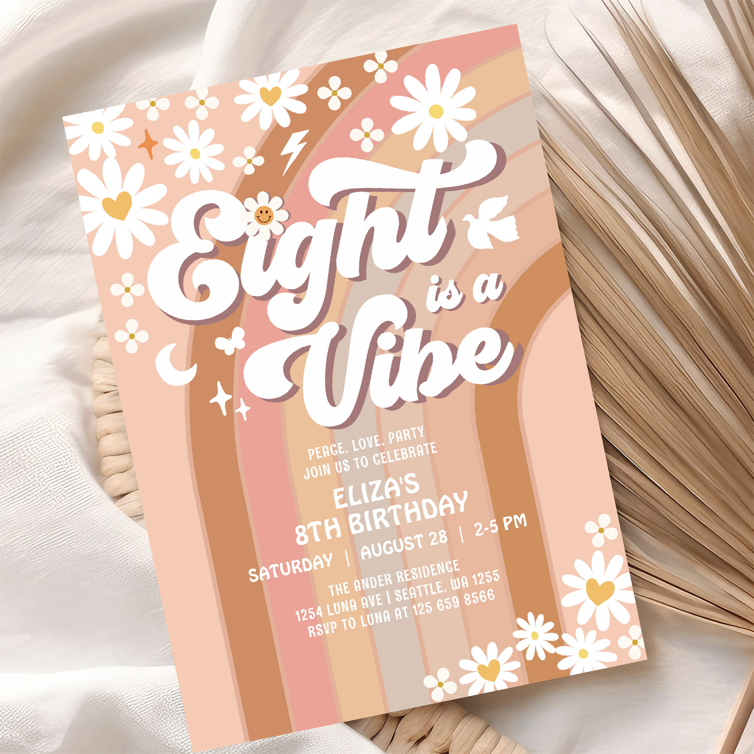 Eight Is A Vibe Birthday Invite Hippie Birthday - Image 10
