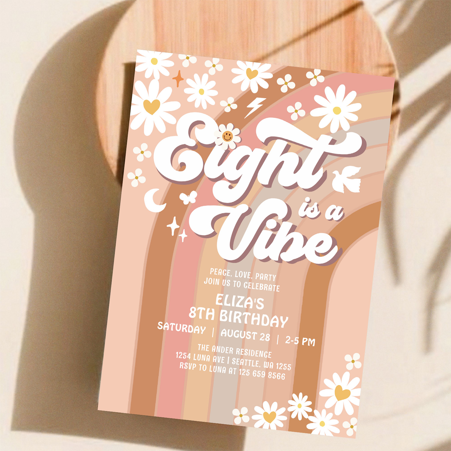 Eight Is A Vibe Birthday Invite Hippie Birthday - Image 11