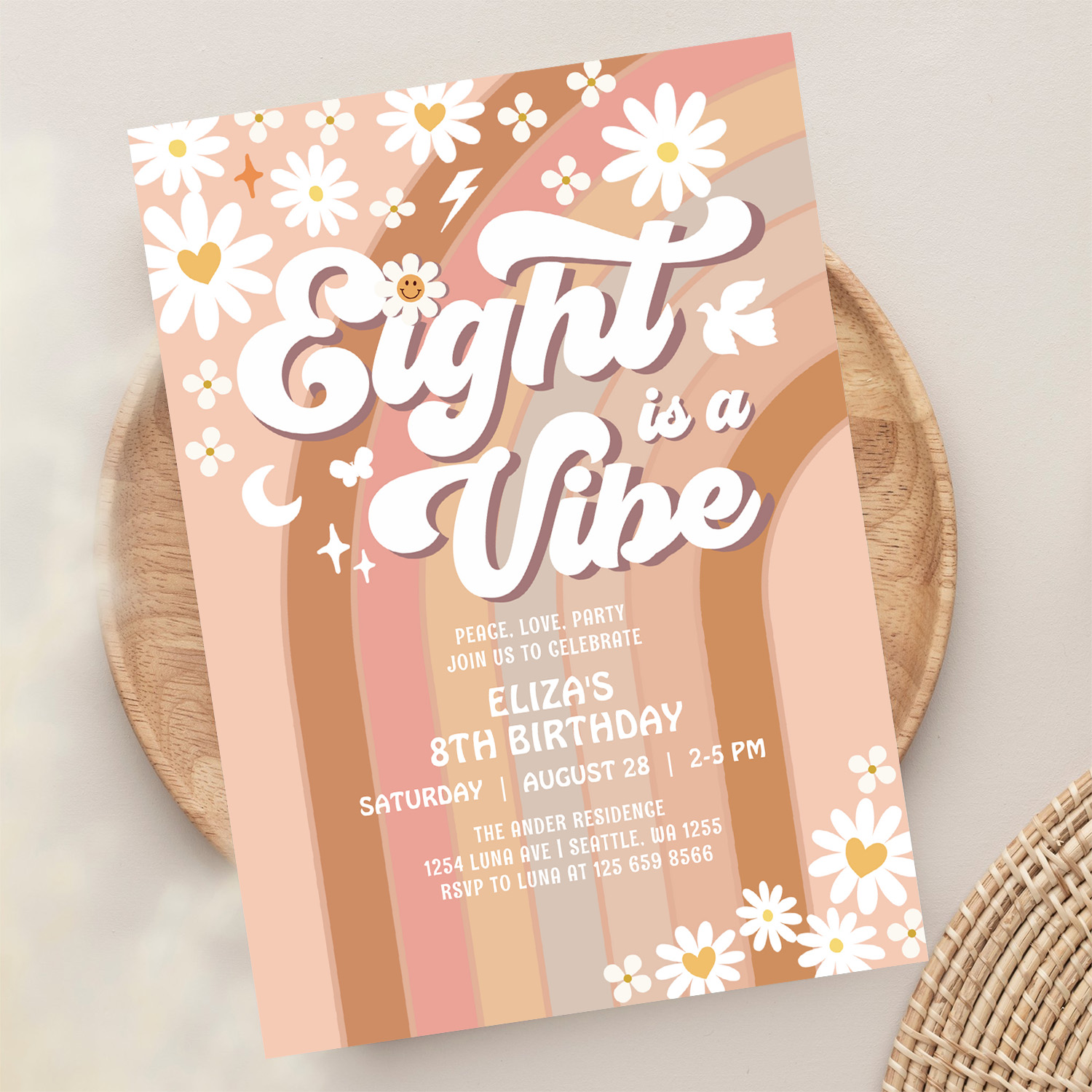 Eight Is A Vibe Birthday Invite Hippie Birthday - Image 13