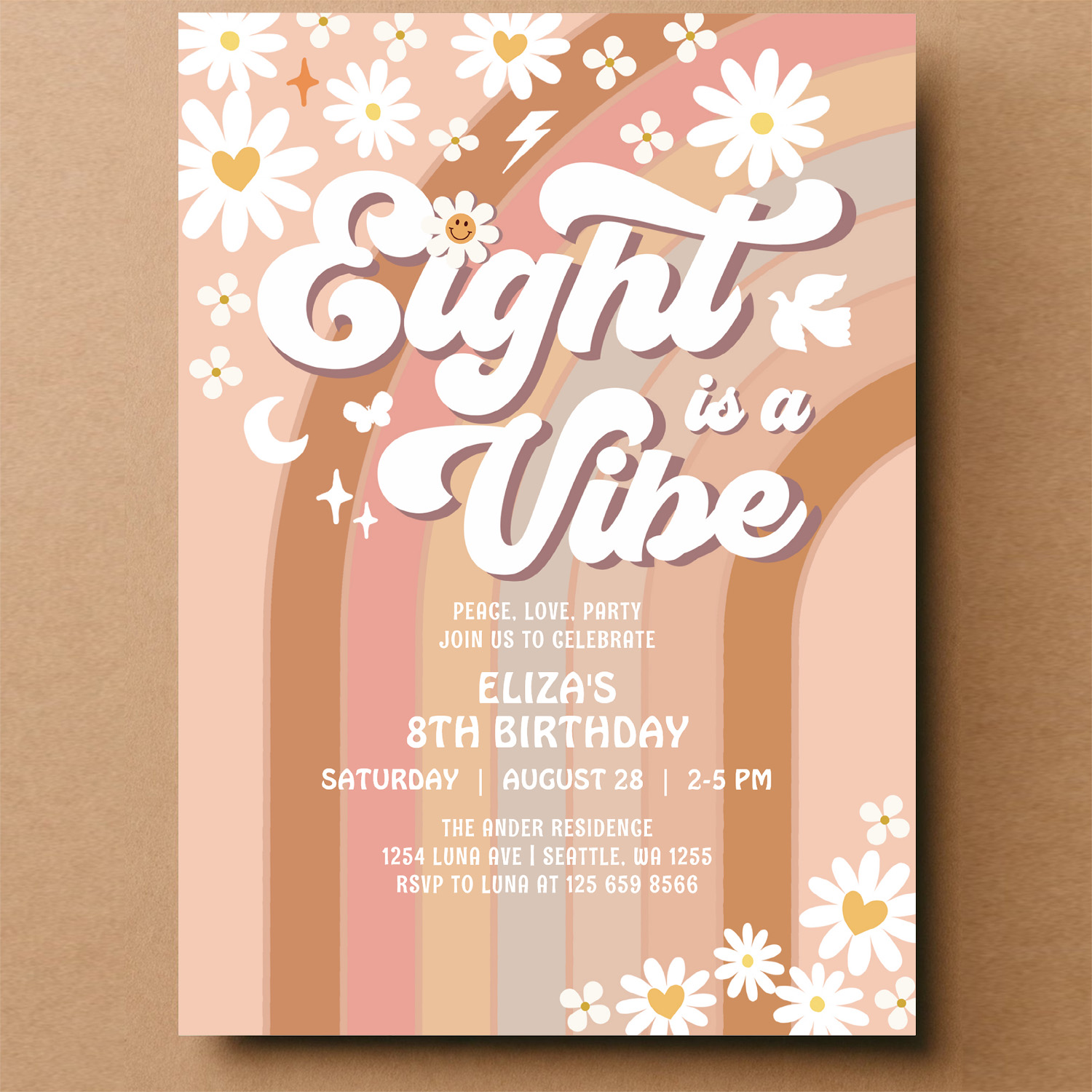 Eight Is A Vibe Birthday Invite Hippie Birthday - Image 14