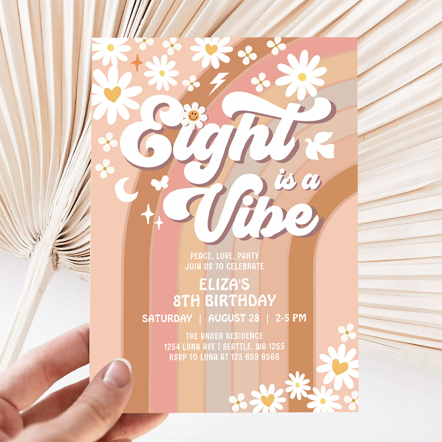 Eight Is A Vibe Birthday Invite Hippie Birthday - Image 5