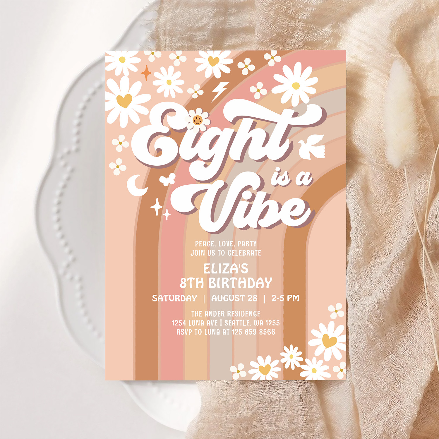 Eight Is A Vibe Birthday Invite Hippie Birthday - Image 6