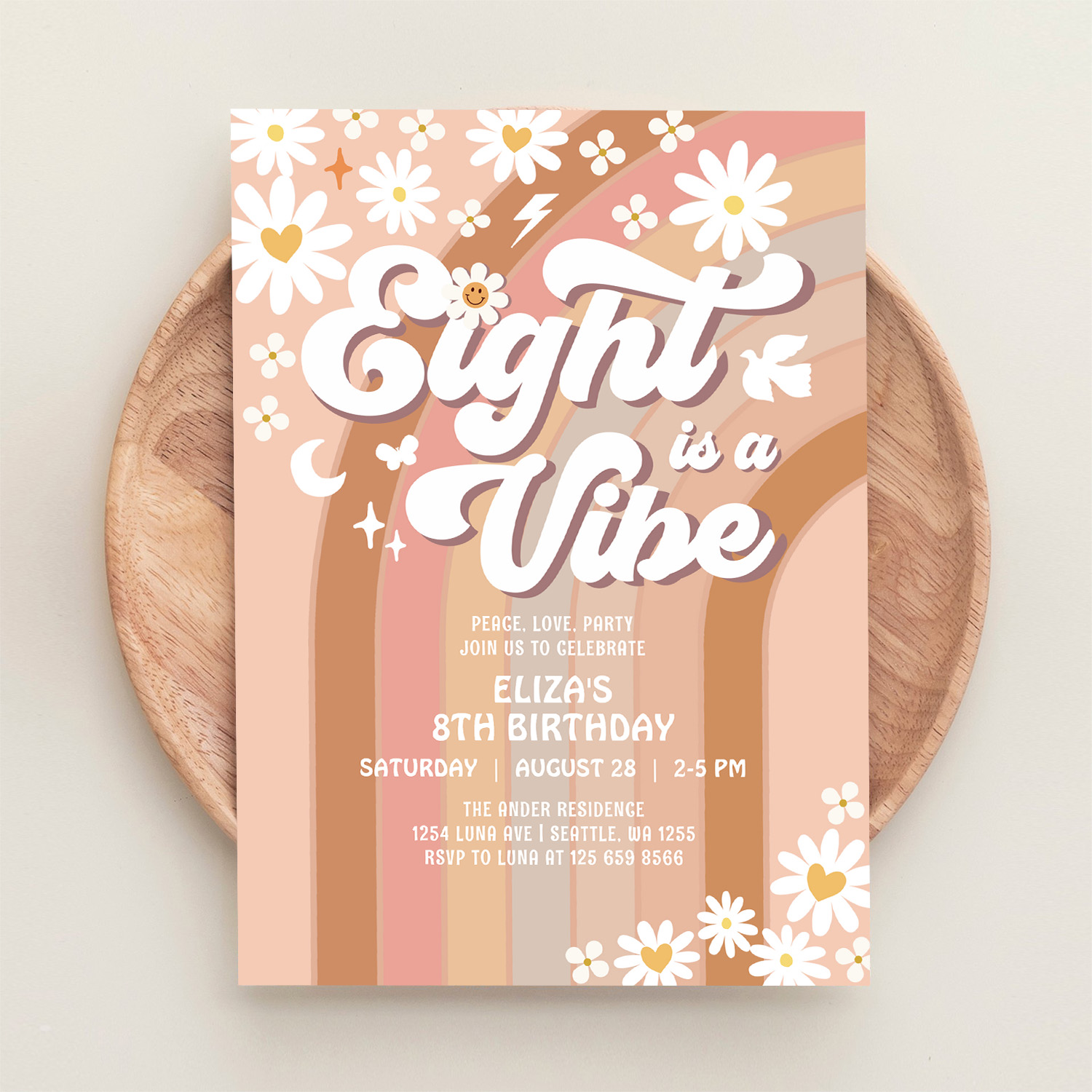 Eight Is A Vibe Birthday Invite Hippie Birthday - Image 7