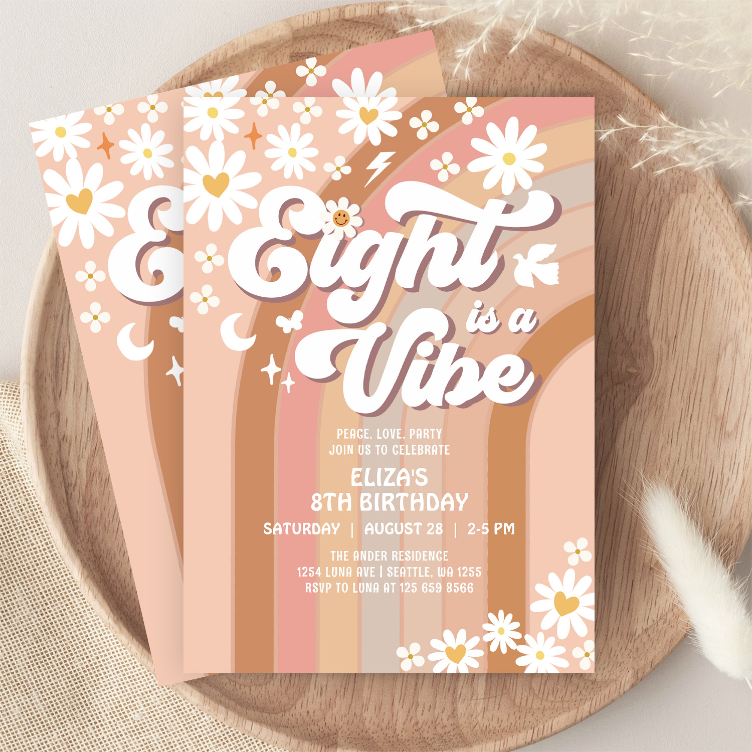 Eight Is A Vibe Birthday Invite Hippie Birthday - Image 9
