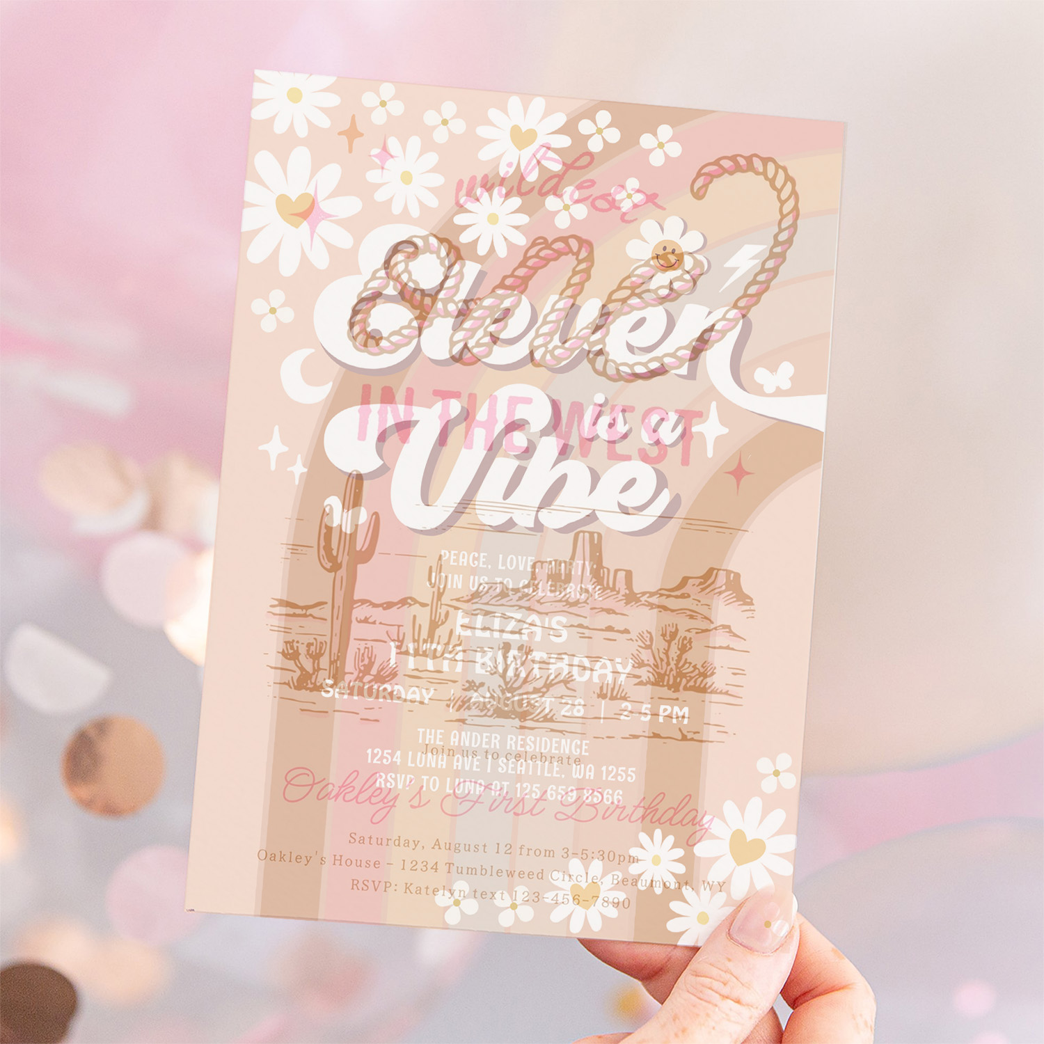 Eleven Is A Vibe Rainbow Hippie 70S Birthday Invitation - Image 12
