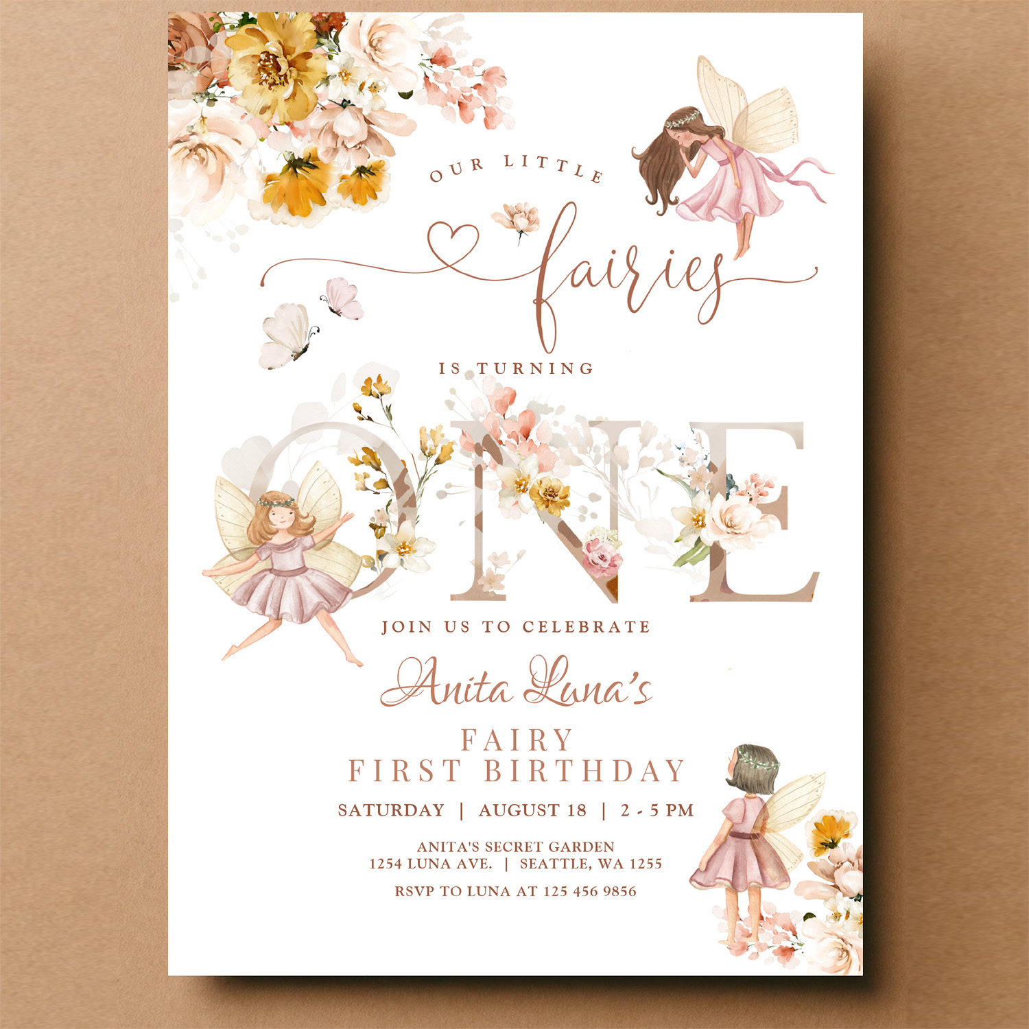 Fairy Butterfly Magical Wildflower 1st Birthday Invitation - Image 14