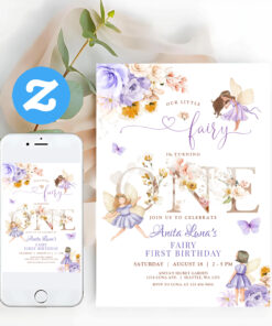 Fairy Butterfly Magical Wildflower 1st Birthday Invitation