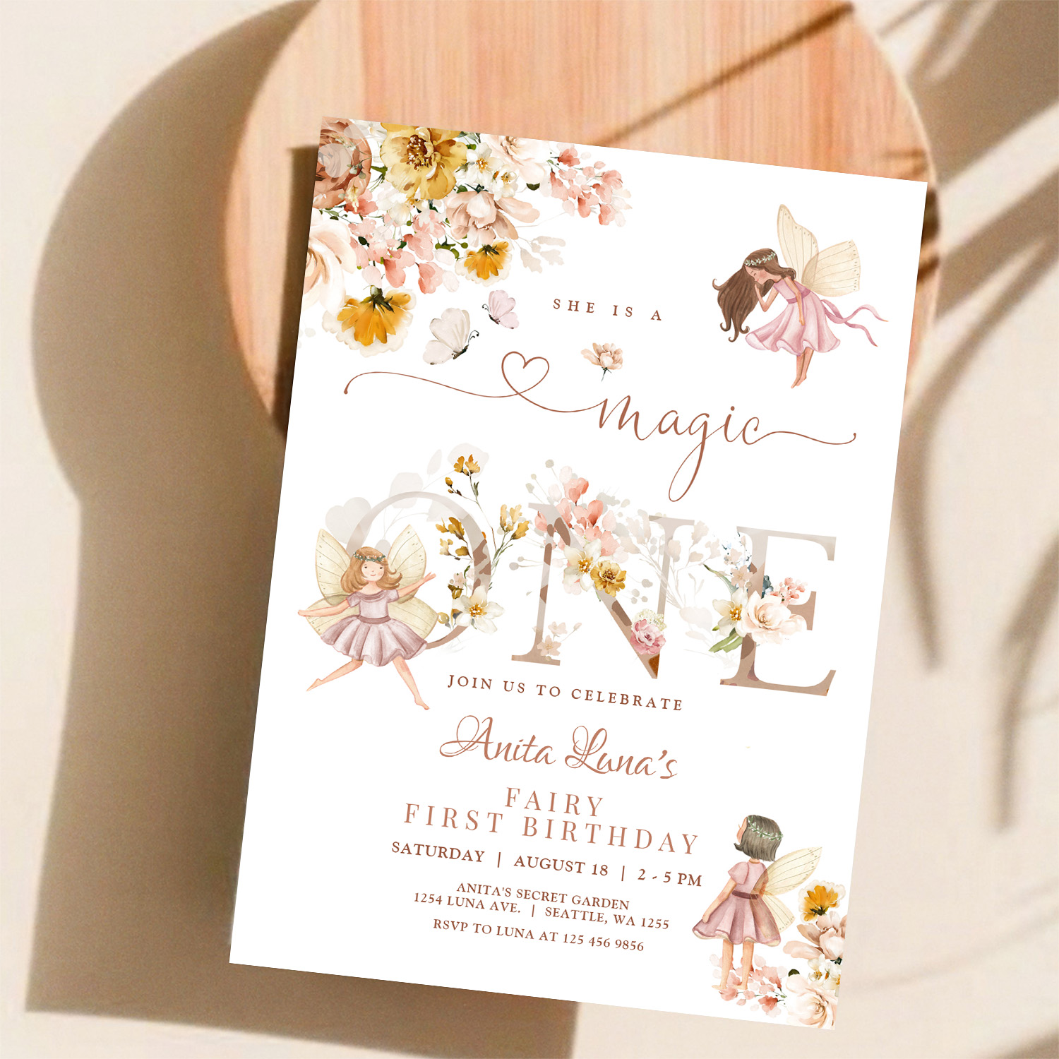 Fairy Butterfly Magical Wildflower 1st Birthday Invitation - Image 11