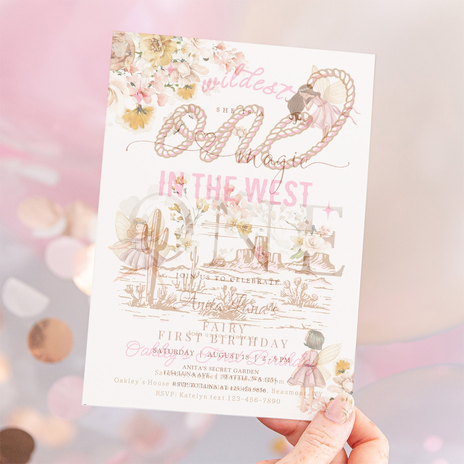 Fairy Butterfly Magical Wildflower 1st Birthday Invitation - Image 12
