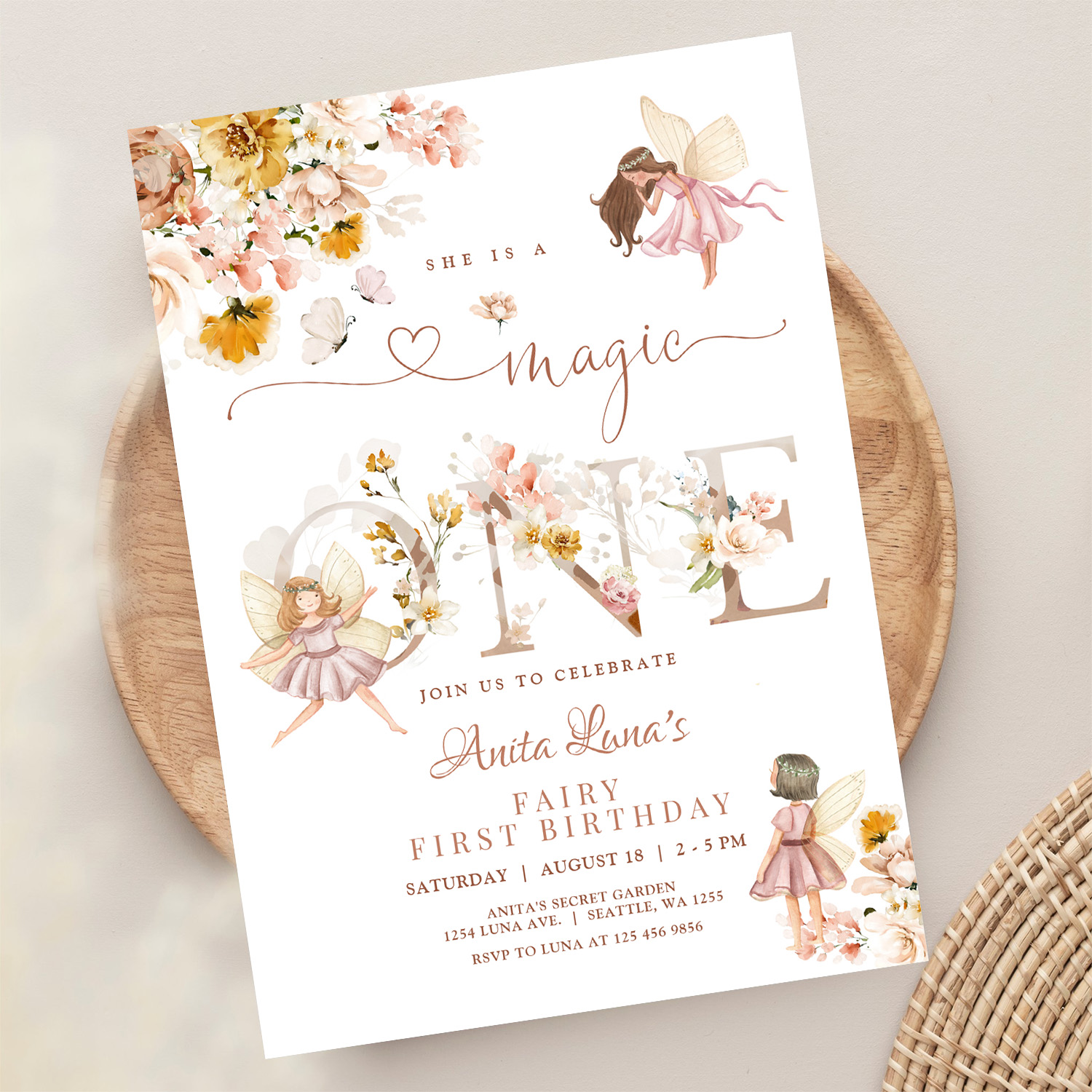 Fairy Butterfly Magical Wildflower 1st Birthday Invitation - Image 13