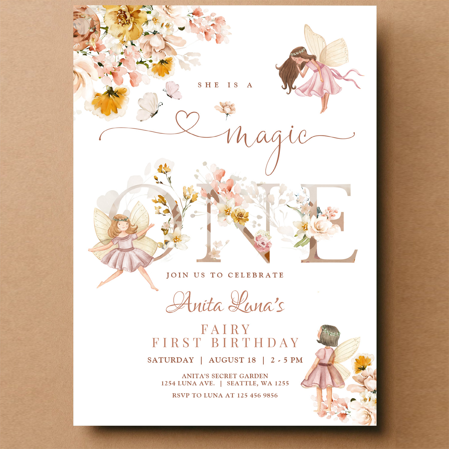 Fairy Butterfly Magical Wildflower 1st Birthday Invitation - Image 14