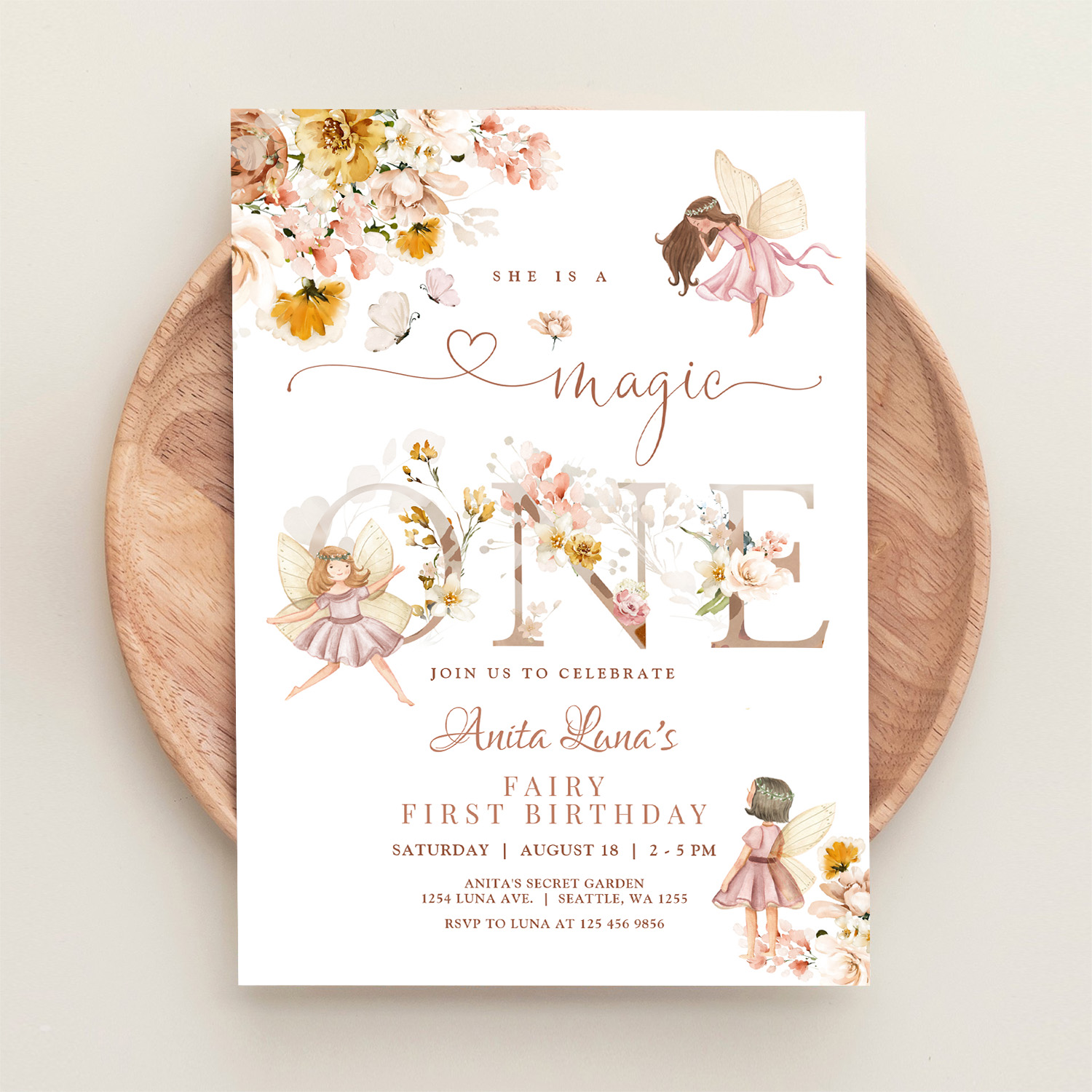 Fairy Butterfly Magical Wildflower 1st Birthday Invitation - Image 7