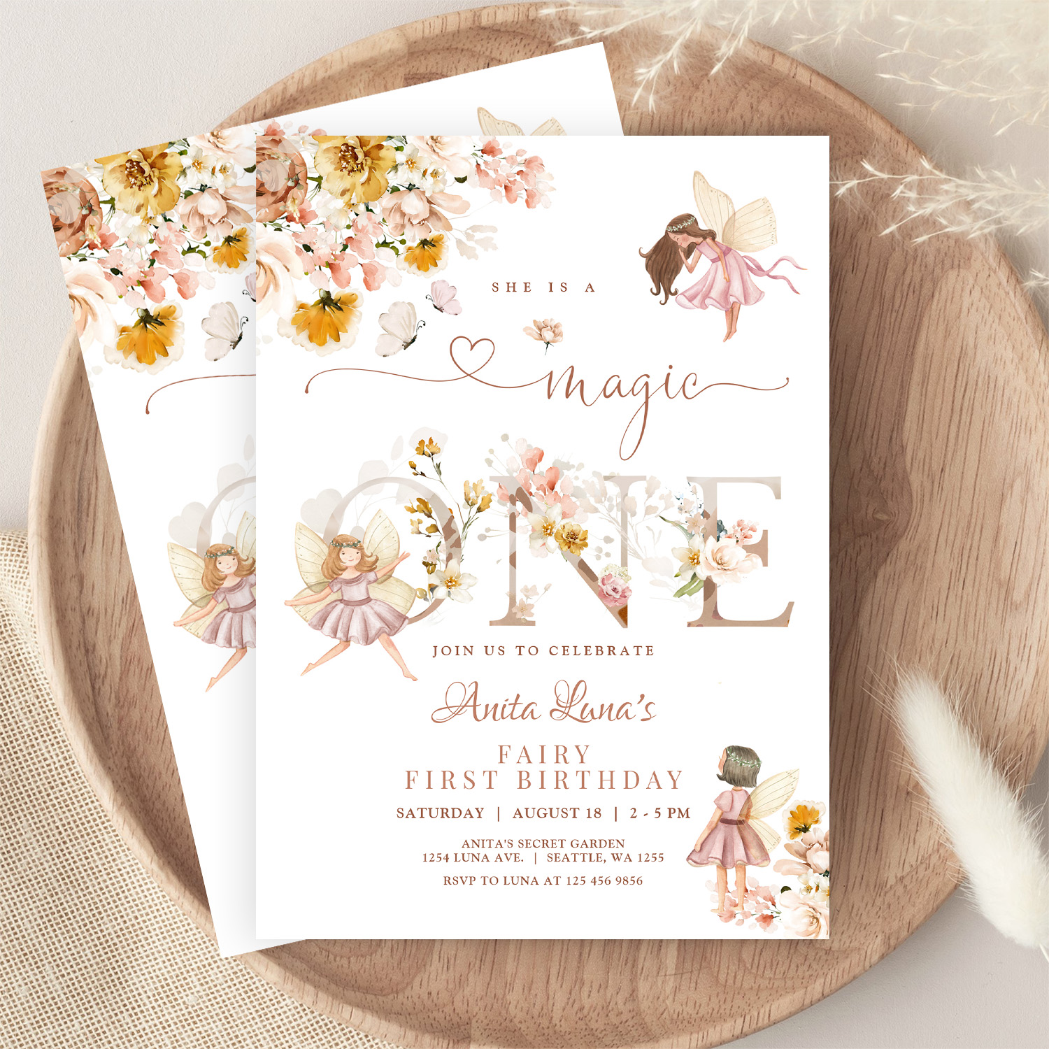 Fairy Butterfly Magical Wildflower 1st Birthday Invitation - Image 9