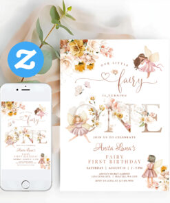 Fairy Butterfly Magical Wildflower 1st Birthday Invitation