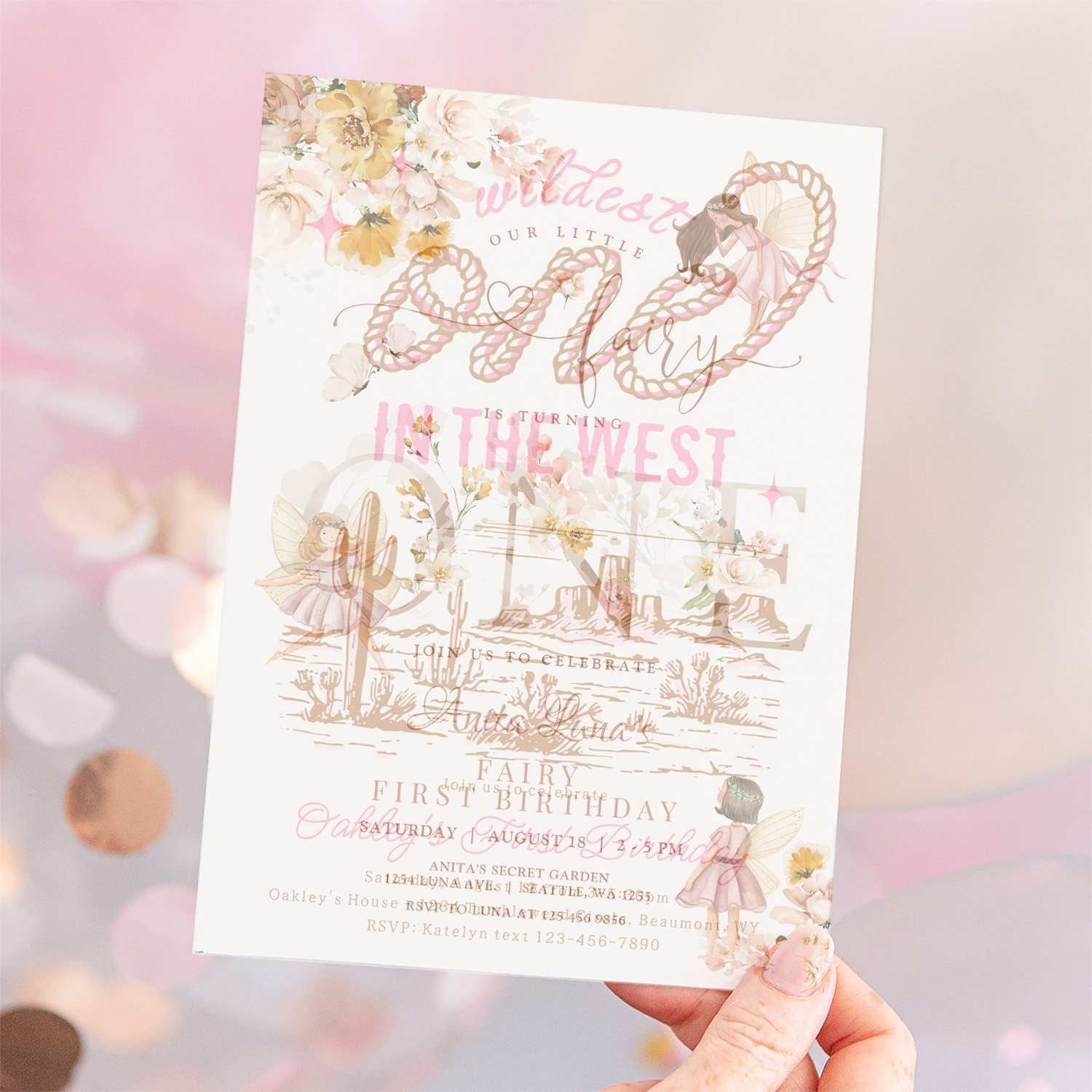 Fairy Butterfly Magical Wildflower 1st Birthday Invitation - Image 12